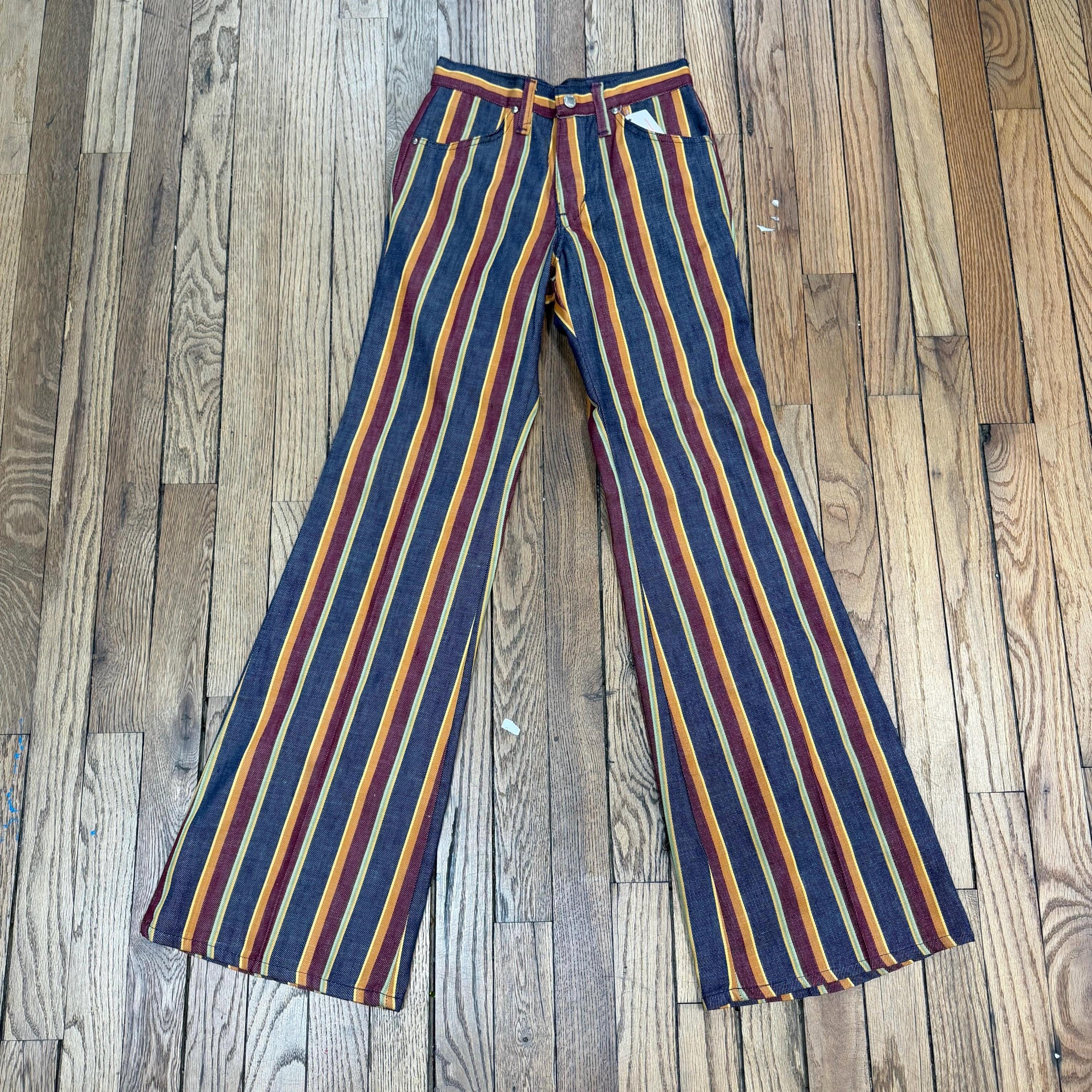 Vintage 70s Striped Turtle Bax Striped Deadstock Jeans / 24” Xxs