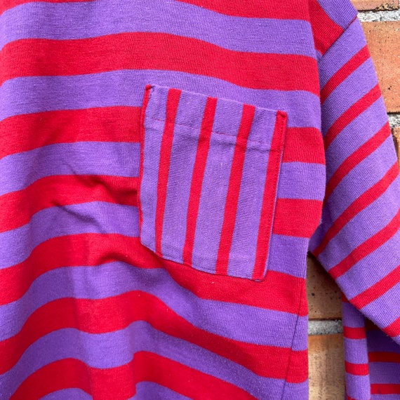 vintage 90s kids red and purple colorblock stripe… - image 4