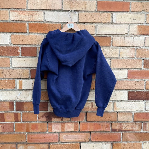 vintage 80s kids blue hoodie sweatshirt / kids s - image 2