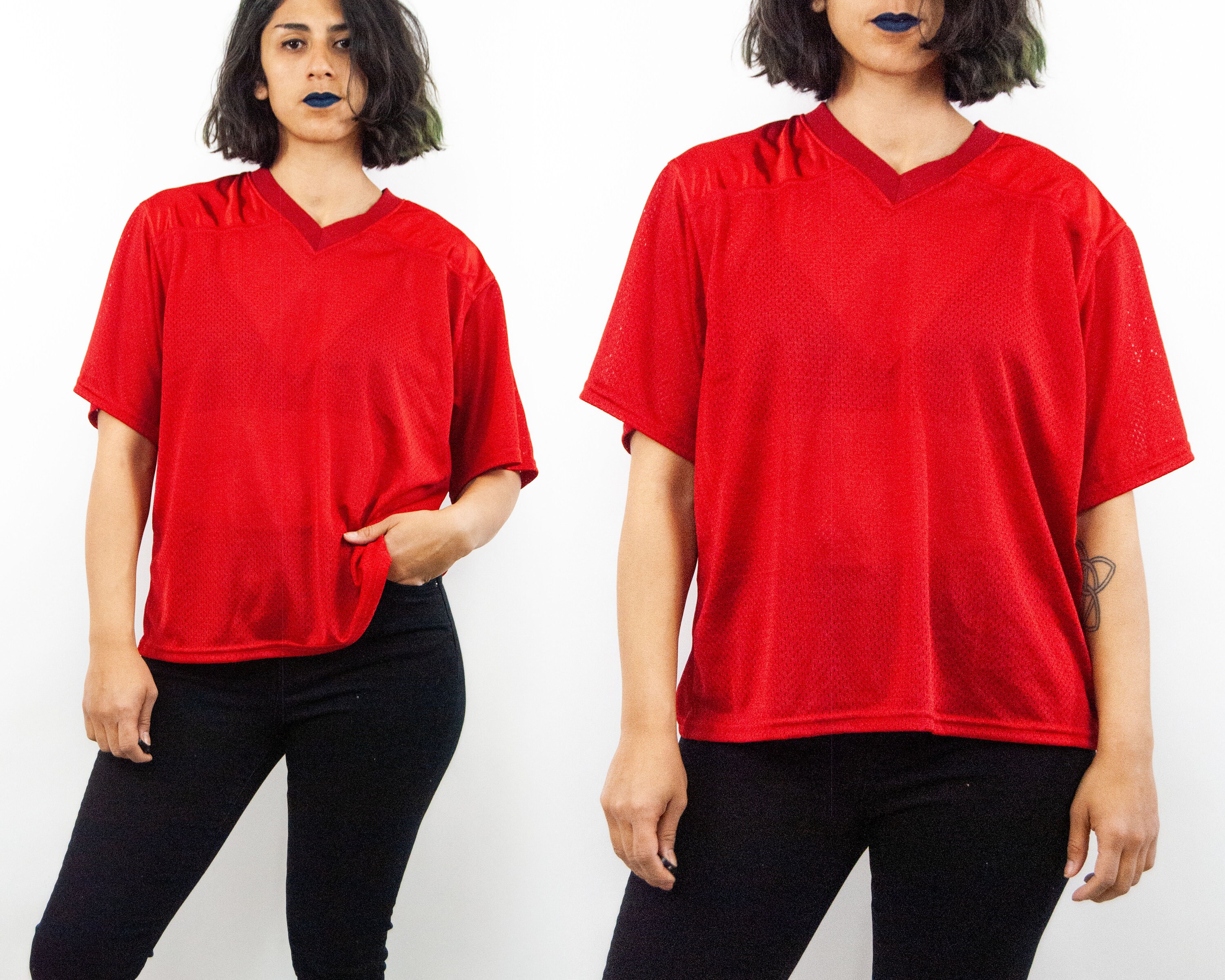 Y2K Blank Red Mesh Football Jersey Tee S / M / L Etsy