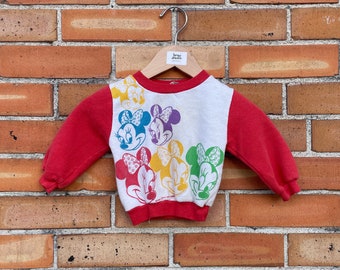 vintage 80s kids red minnie mouse sweatshirt / 0-3m