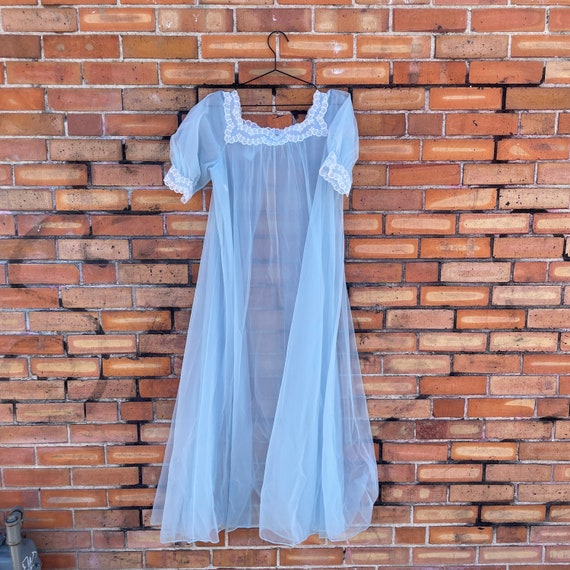 vintage 60s baby blue peignoir / s small - image 2