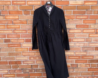 black cotton nordic midi dress / m medium