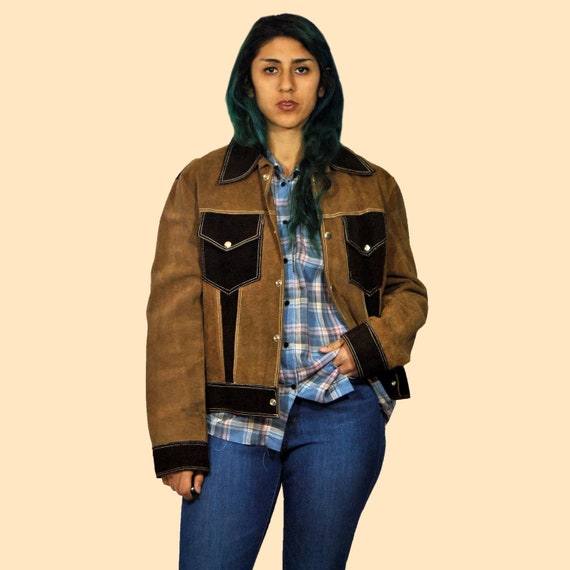70s Suede Colorblock Jacket OSFM