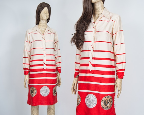 70s Mariner Shirt Dress S / M