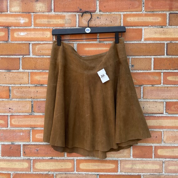 Brown leather circle skirt hotsell