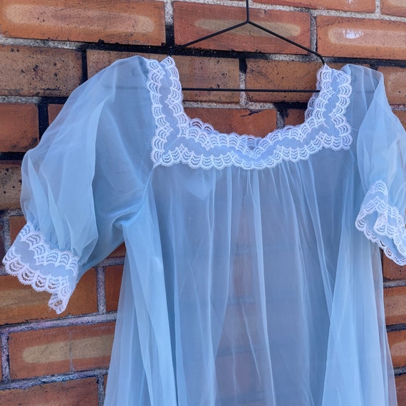 vintage 60s baby blue peignoir / s small - image 6