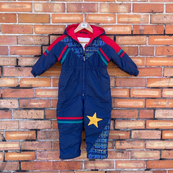 vintage 90s kids blue star snowsuit / 3t - image 1