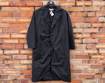 vintage 80s mori hanae black open front trench jacket / s small