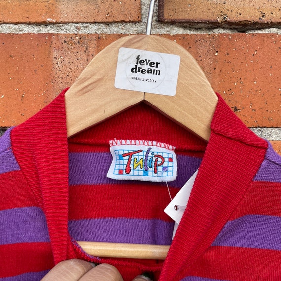 vintage 90s kids red and purple colorblock stripe… - image 3