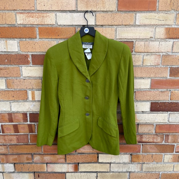 vintage 90s does 30s slime green wool blazer / s … - image 1