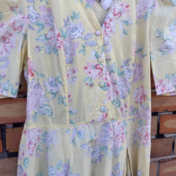 vintage 80s laura ashley yellow floral cotton dre… - image 3