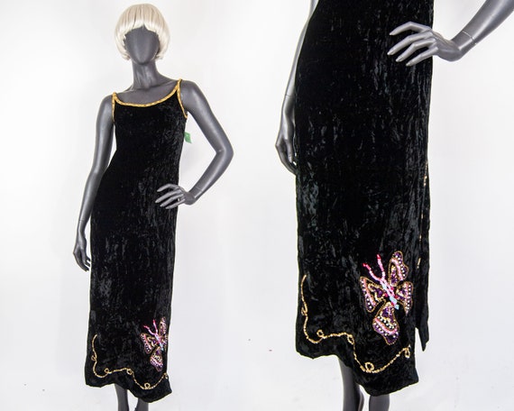 Late 50s / Early 60s Velvet Beaded Butterfly Slip
