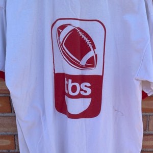 vintage y2k white and red tbs saturday night college football ringer tee / xl extra large image 4