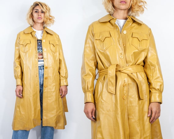 70s Beige Vinyl Trench L / XL
