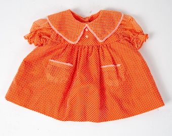 vintage newborn peach swiss dot dress  / newborn / 40s/50s swiss dot orange dress