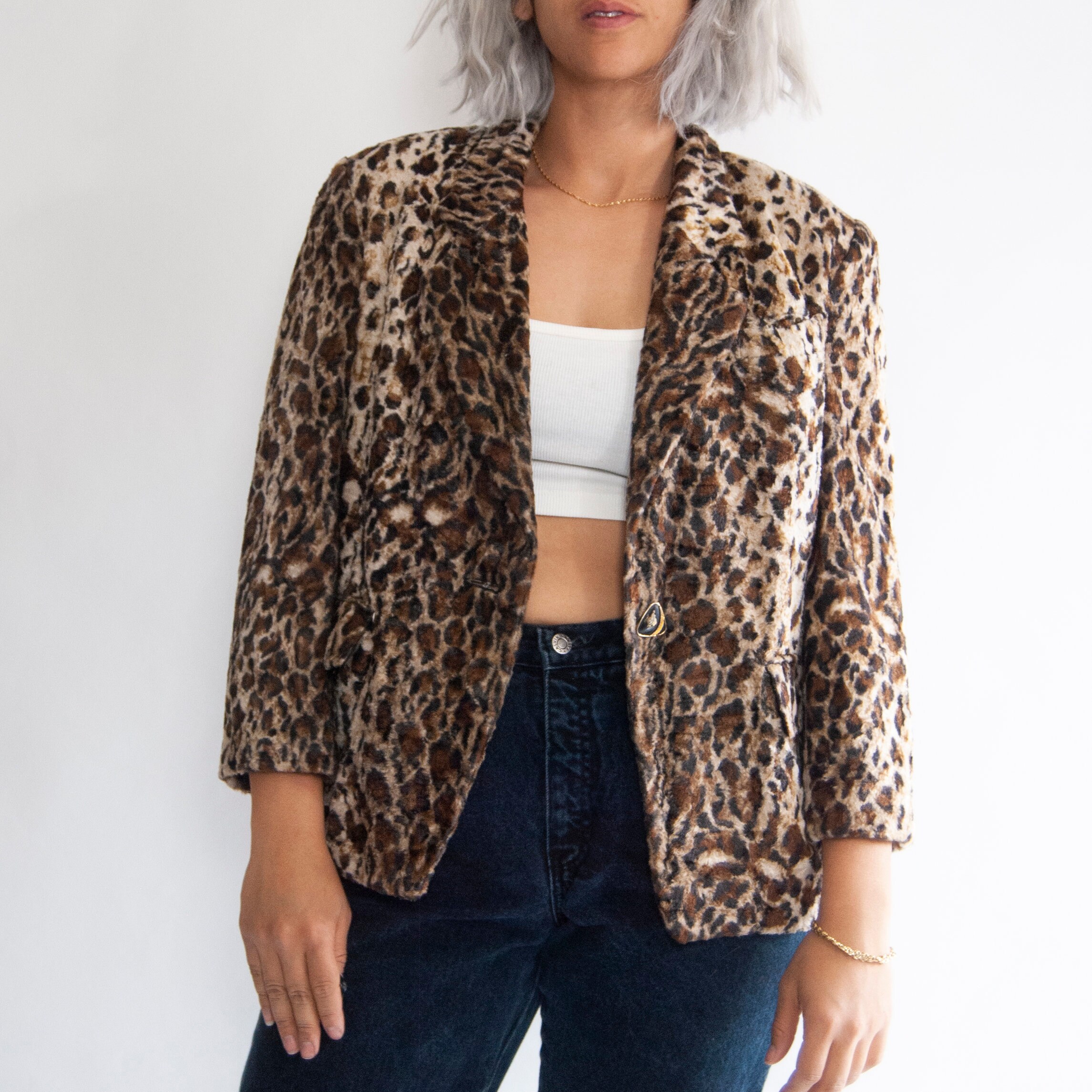 Y2K Plush Cheetah Blazer M Medium L Large / 2000s Blazer / Etsy