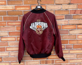 vintage 80s red satin jacksons tour bomber jacket  / l large