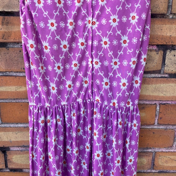 vintage 60s/70s magenta floral nylon maxi dress /… - image 5