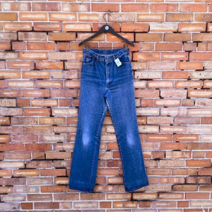 vintage 70s/80s blue medium wash bootcut yoke wrangler jeans / 27 s small image 1