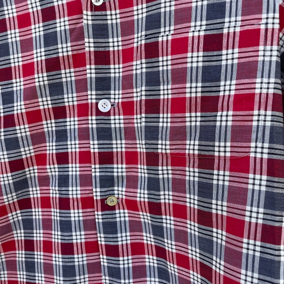 vintage 50s red loop neck penney's plaid shirt / … - image 3