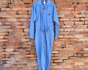 vintage 70s light blue parasuit jumpsuit / xl extra large