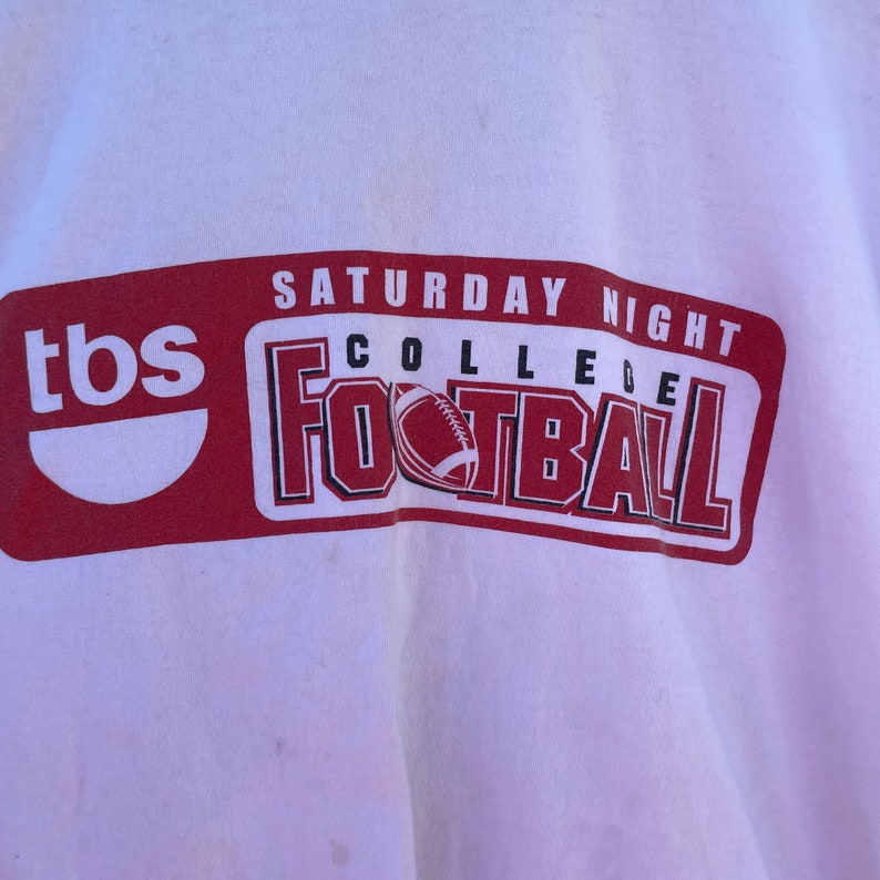 vintage y2k white and red tbs saturday night college football ringer tee / xl extra large image 2
