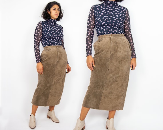 90s Ralph Lauren Country Leather Skirt M / L / 12