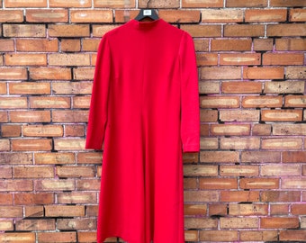 vintage 60s pauline trigere red wool dress / l large