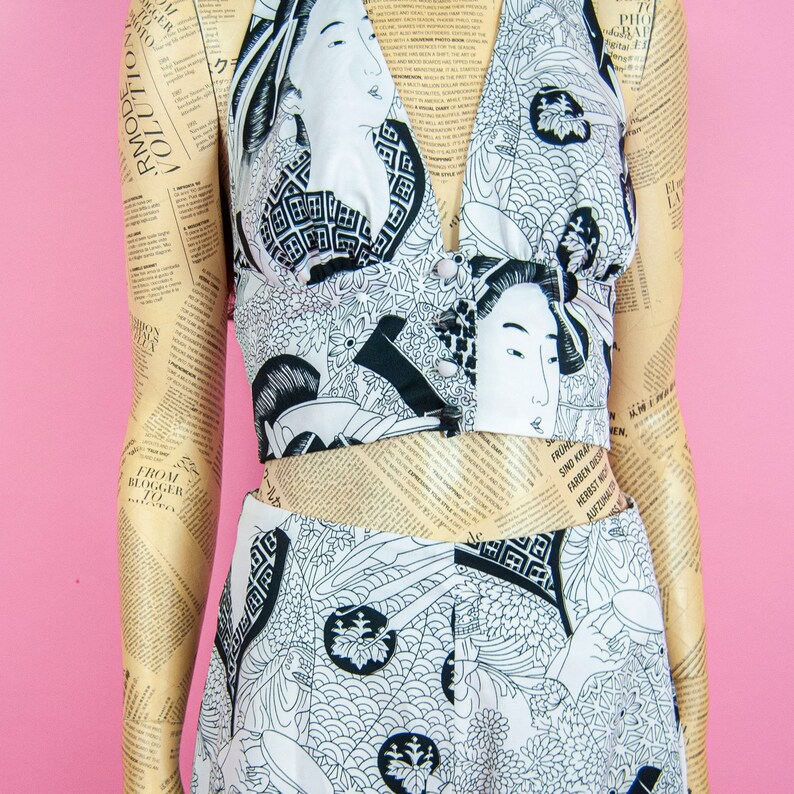 70s Fumi/'s Originals Geisha Print Pant Set 9 S M