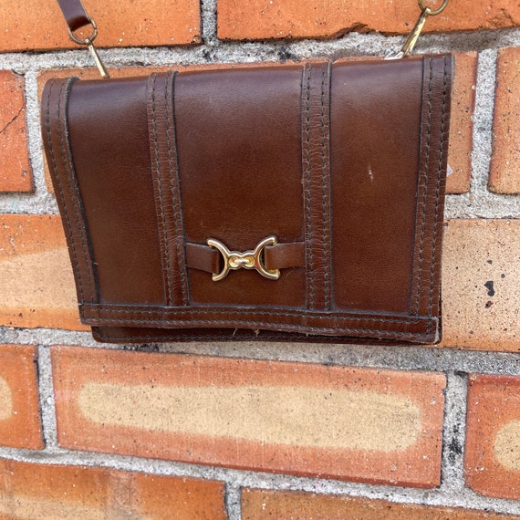 vintage 60s/70s brown leather mini crossbody bag - image 3