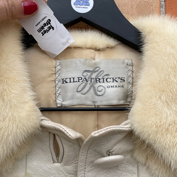 vintage 60s white mink fur leather trench coat / … - image 6