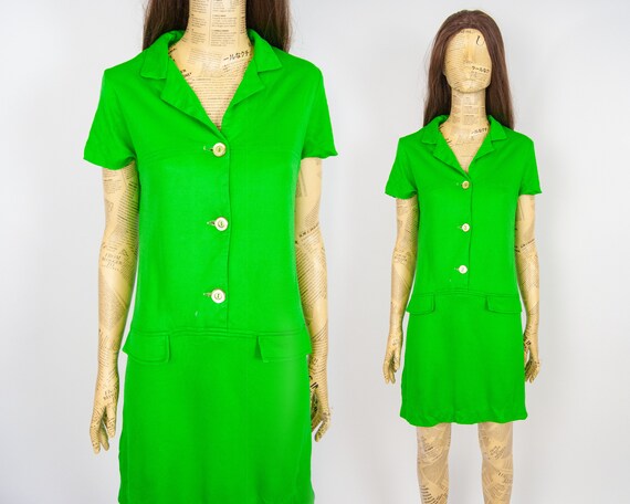 60s Lime Green Gogo Dress XS-S
