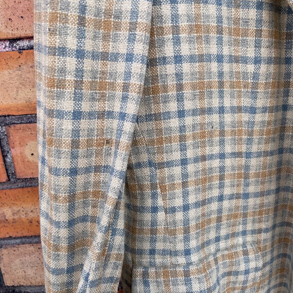 vintage 70s brown beige wool plaid sports coat bl… - image 6