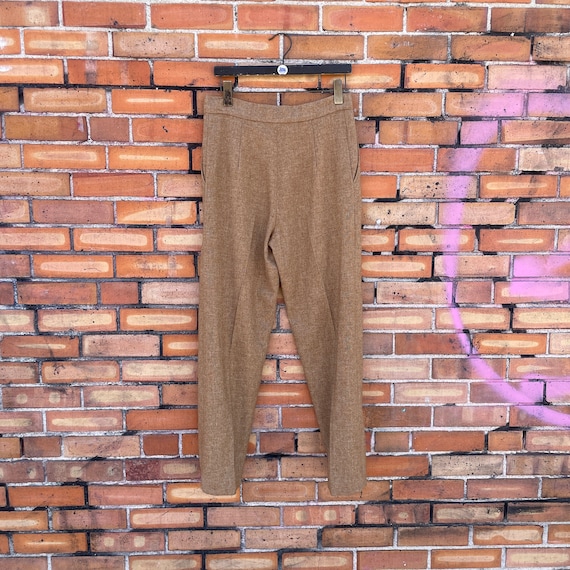 vintage 80s brown wool pleated trousers / 31 m me… - image 2