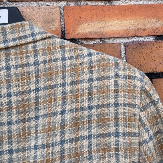 vintage 70s brown beige wool plaid sports coat bl… - image 5