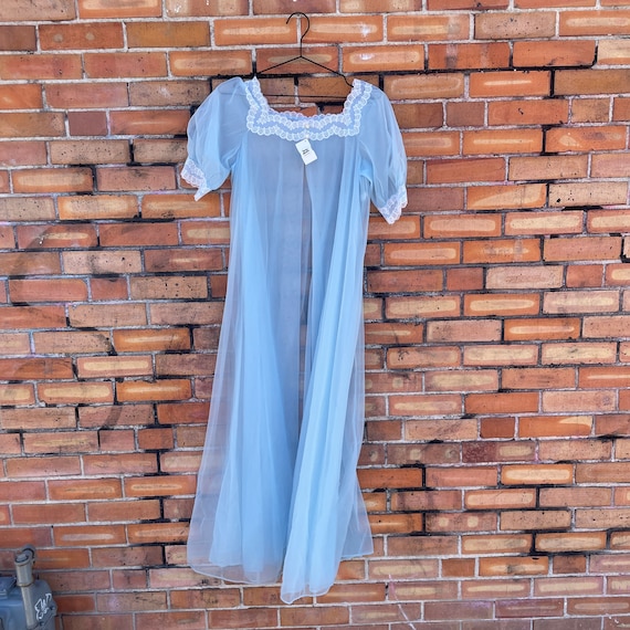 vintage 60s baby blue peignoir / s small - image 1