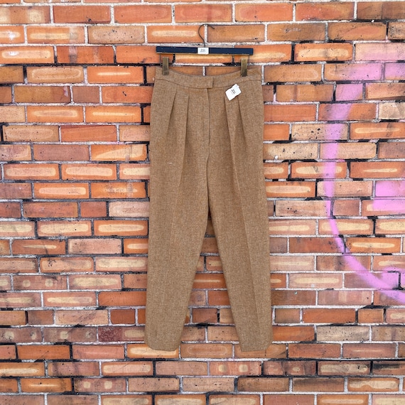 vintage 80s brown wool pleated trousers / 31 m me… - image 1