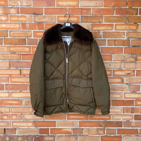 vintage 70s schott brown down puffer jacket / l x… - image 1