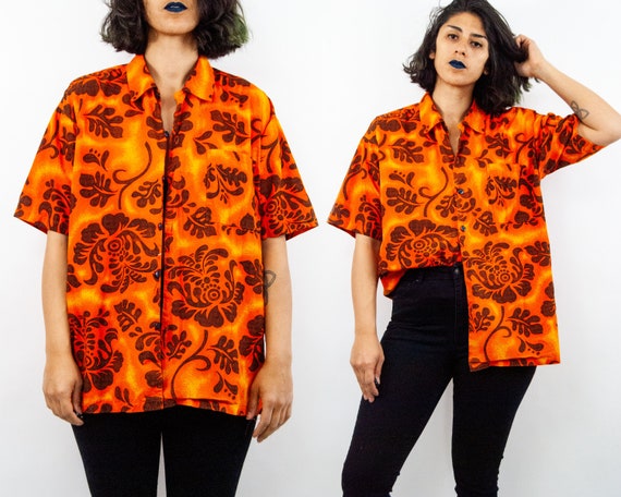 Y2K Hawaiian Blouse XL