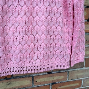 vintage 60s pink crochet cardigan / l xl extra large image 4
