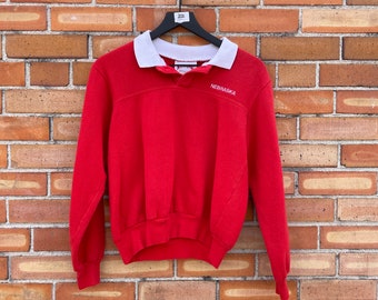 vintage 80s/90s red Nebraska huskers collared sweatshirt / m medium