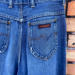 vintage 70s/80s blue medium wash bootcut yoke wrangler jeans / 27 s small image 6