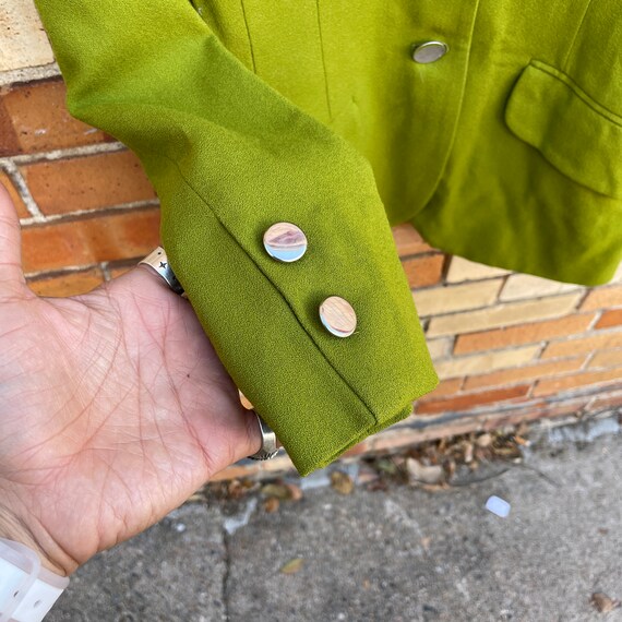 vintage 90s does 30s slime green wool blazer / s … - image 5