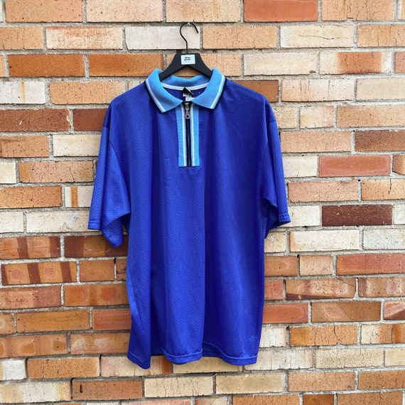 vintage y2k blue mesh polo / xl extra large - image 1