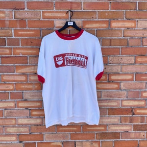 vintage y2k white and red tbs saturday night college football ringer tee / xl extra large image 1