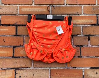 vintage 80s/90s neon orange polka dot bikini / s m small medium