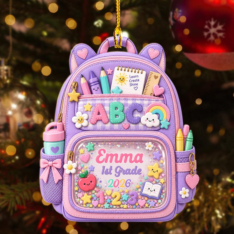 Custom Backpack Ornament, Personalized First Day of School Keepsake ...
