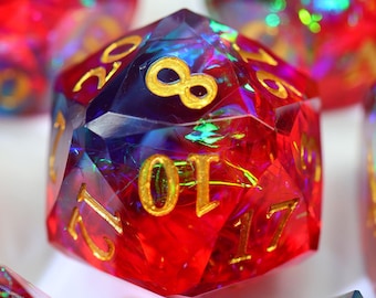 Juego de dados de resina hechos a mano con diseño de diamante neón para D&D, dados poliédricos de cristal con diseño de fantasma, regalo multifacético para él, ideal para juegos de rol de mesa.