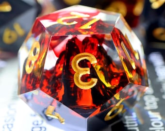 Juego de dados de resina con borde afilado de roca volcánica para juegos de rol, picos de lava, montaña, regalos DND, dados poliédricos hechos a mano, regalos para juegos.